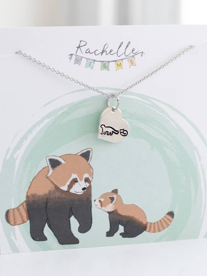 Mom and Baby Red Panda Necklace - Zoo Animal Jewelry for wholesale by Rachelle-isms