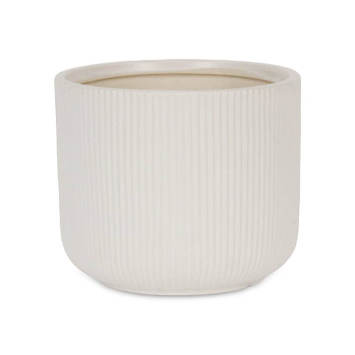 Cheungs Home Decor - Vente Pot - Pot rond en céramique à motif strié Currula - Blanc