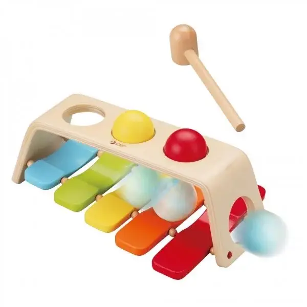 Hippychick – wholesale Musical toy – Kids & baby – Classic World 2-1 Pound Tap Bench Wooden Hammer Xylophone1