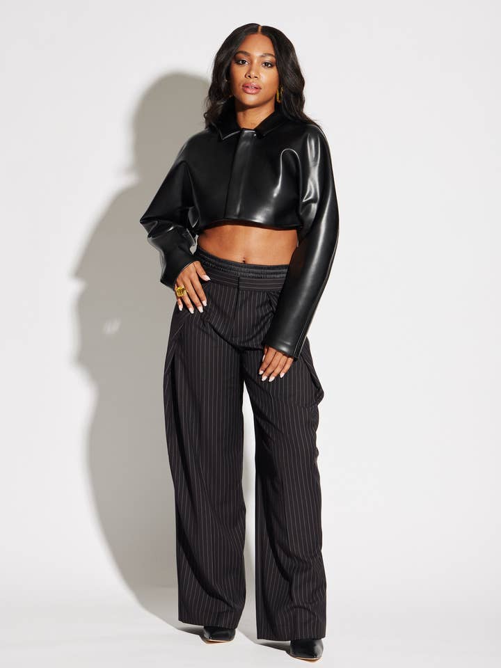 Crop Vegan Leather Jacket for wholesale by CIRCULAR PATH