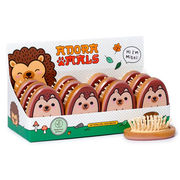 Puckator Ltd – wholesale Hair brush/comb – Adoramals Forest Mitzi the Hedgehog Shaped Bamboo Hair Brush