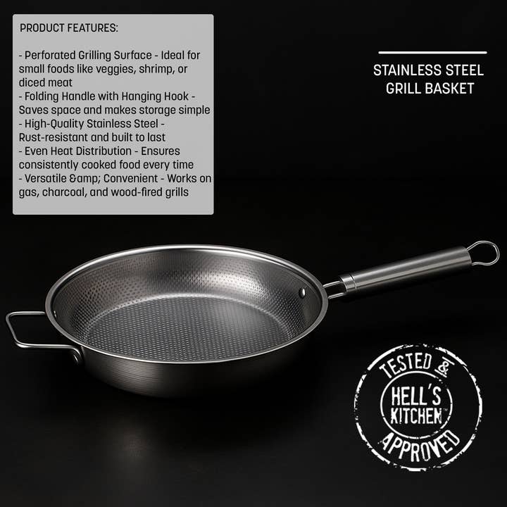 Hell's Kitchen - Wholesale Grill Pan/Griddle - Hell's Kitchen Stainless Steel Grill Basket3