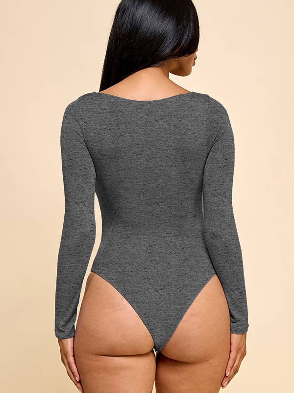 Heart & Hips - Wholesale Bodysuit - Women's - JT53714L - SCOOP NECK DOUBLED LAYERED LONG SLEEVE BODYSUIT