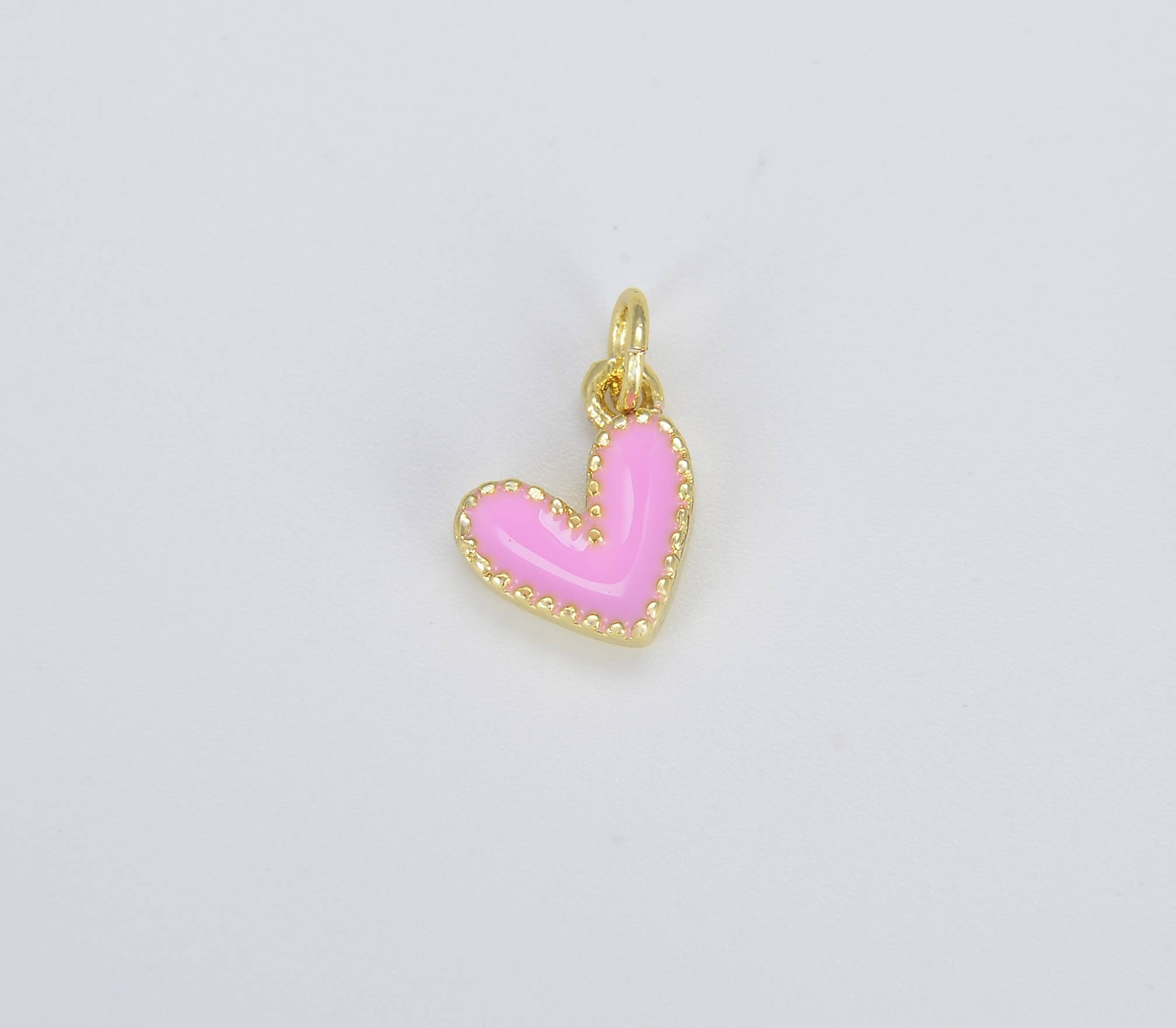 Beads Creation - Wholesale Individual Charm/Pendant - Dainty Enamel Heart Charm Pendant in Gold Filled, CP1225A2