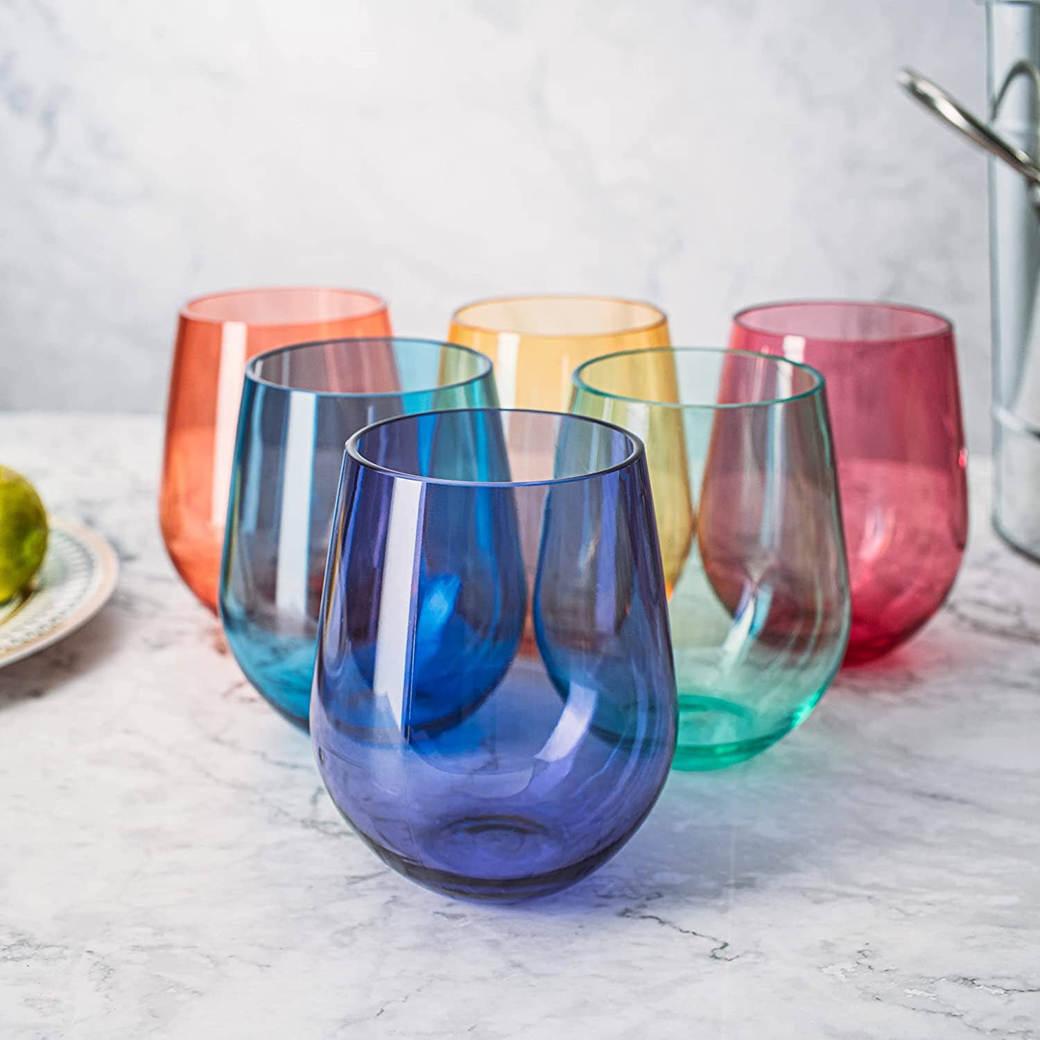 The Wine Savant /  Khen Glassware - Wholesale Wine Glass - 6 Unbreakable Colored Stemless Wine Glasses Acrylic Plastic3