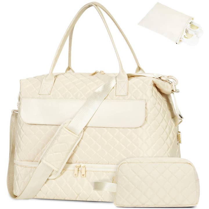 wandf - Wholesale Weekender Bag - Women's - Carry On Weekender Bag with Shoe Compartment Duffel Bag Set