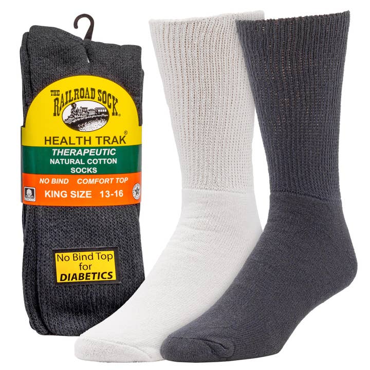 King Size HealthTrak® Therapeutic Crew Socks (2pr) for wholesale by Railroad Sock llc
