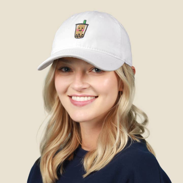 Boba Tea Design Embroidered Cap for wholesale by ChoKoLids