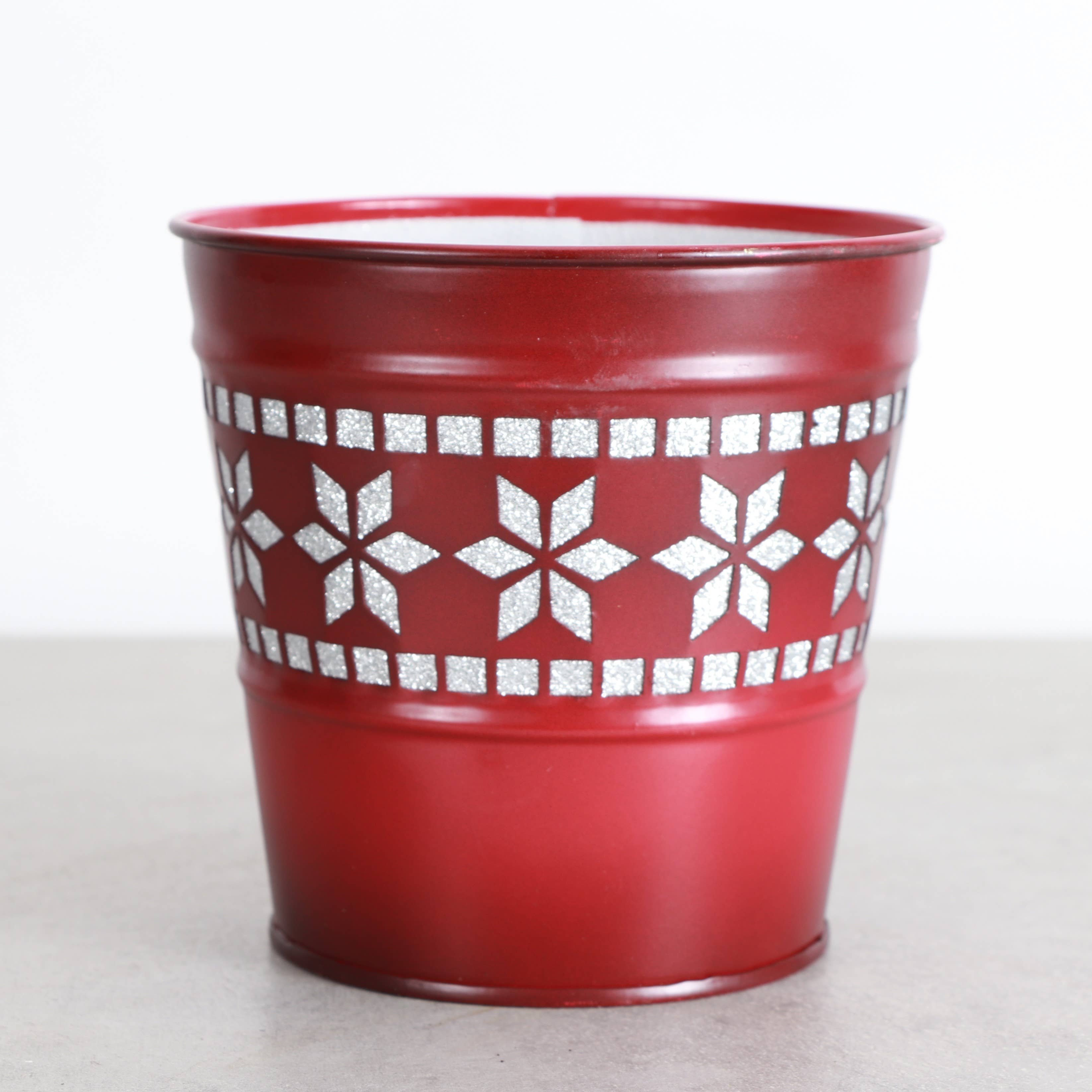 Thorsen's Greenhouse - Wholesale Plant Pot - Winter Star Metal Pot for Houseplants - 4" and 6" Options0