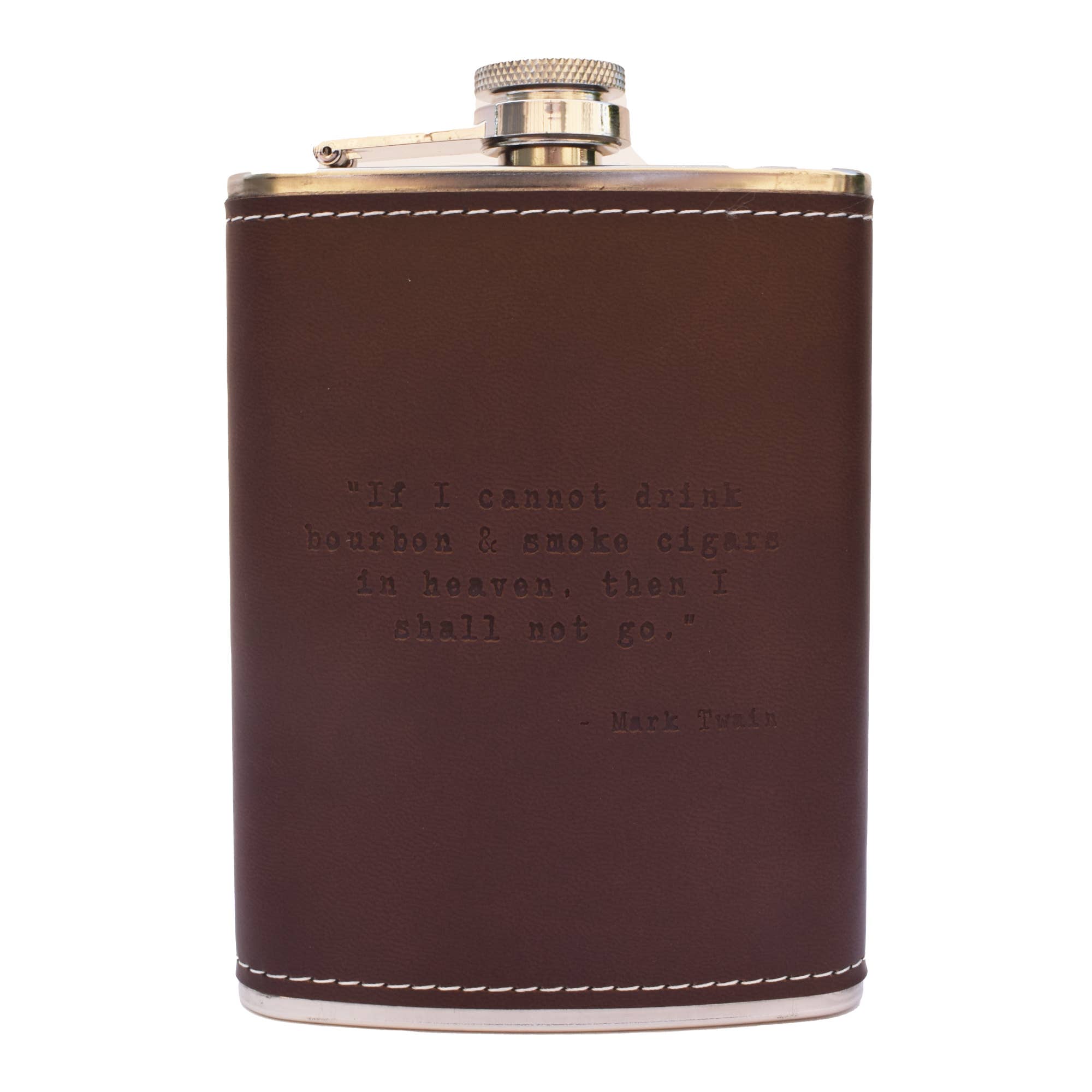 Layne Wilson - Wholesale Flask - Mark Twain Quote Leather Flask2