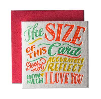 Ladyfingers Letterpress - Wholesale Love Card - Size of this Card, I Love You Tiny Card