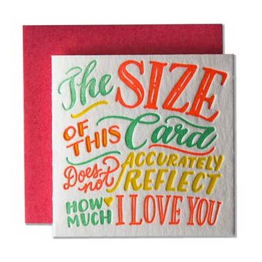 Ladyfingers Letterpress - Wholesale Love Card - Size of this Card, I Love You Tiny Card0