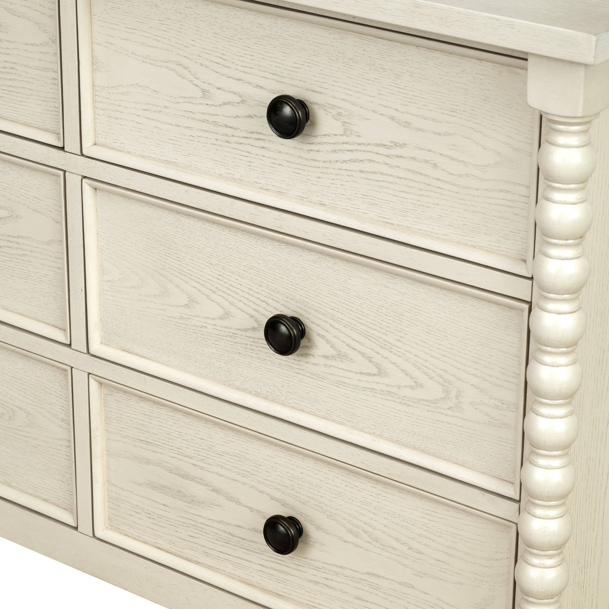 Olliix - Wholesale Cabinet - 46"W 6-Drawer Small Spindle Wood Dresser, Antique Cream *9