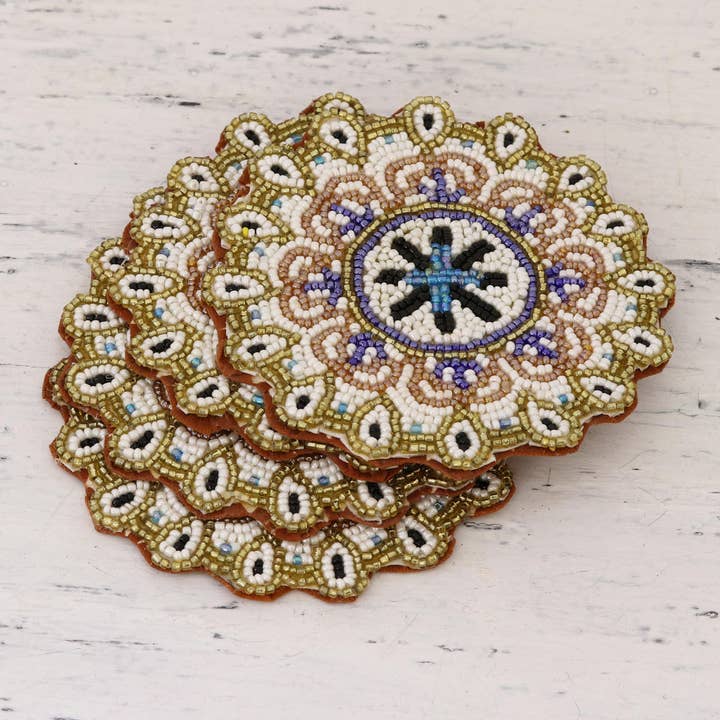 NOVICA - Wholesale Coasters - Novica Handmade Beaded Sun Beaded Coasters (Set Of 4)1
