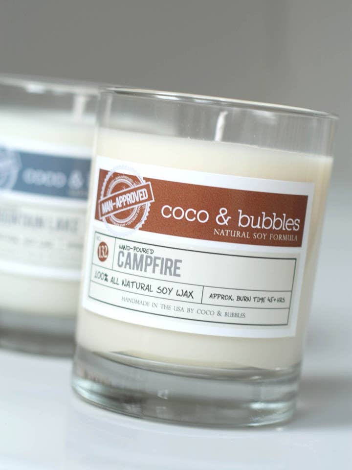 No. 132: CAMPFIRE // Natural Soy Candle // 13 oz for wholesale by Coco & Bubbles