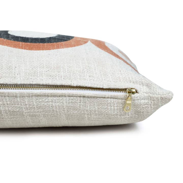 Casa Amarosa - Wholesale Lumbar Pillow - Aakar Circle Block Printed Lumbar Throw Pillow - 12x30 inch