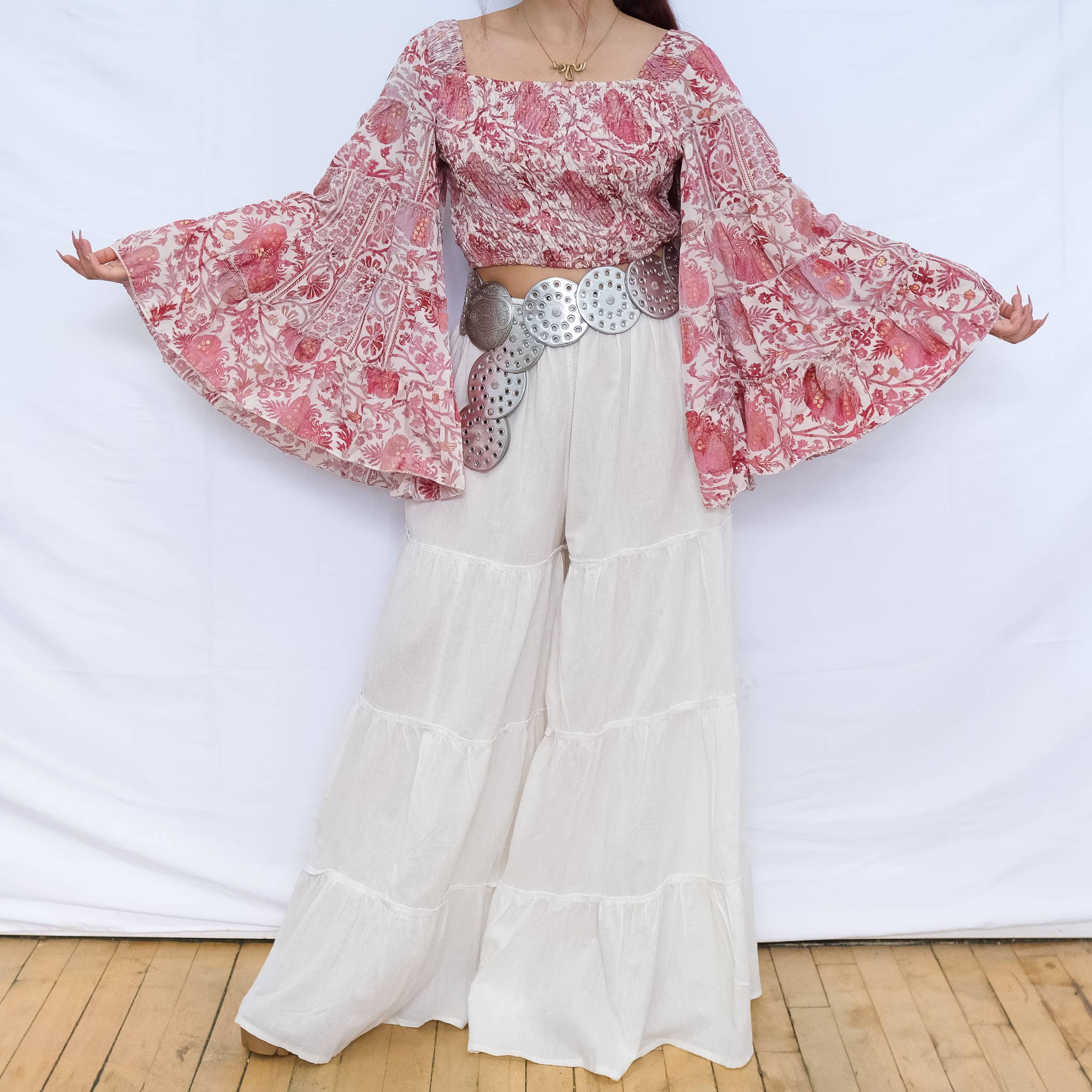 Karma Nepal Crafts - Wholesale Blouse - Women's - Bohemian Flowy Long Ruffle Sleeve Top1