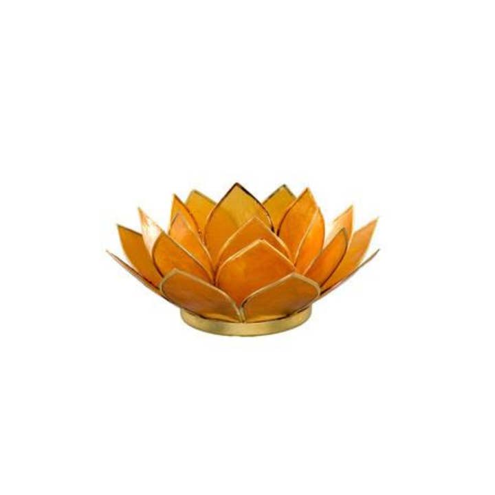 Om Gallery - Wholesale Candle Holder - 36pc Case Pack Amber Gemstone Lotus TLight - 15% Off
