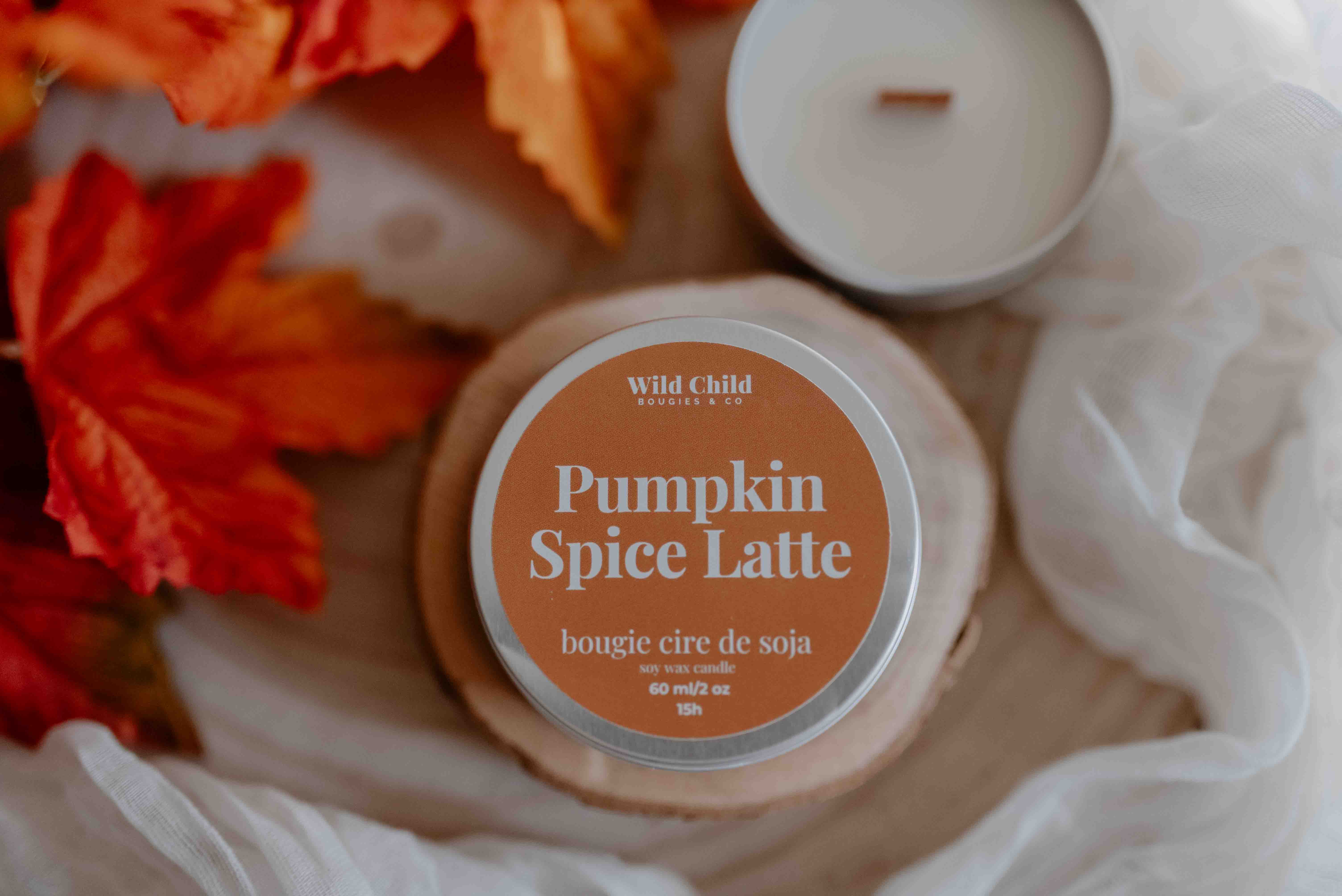 WILD CHILD Bougies & Co - Wholesale Jar/Filled Candle - “Pumpkin Spice Latte” - Natural scented candle - 15h1