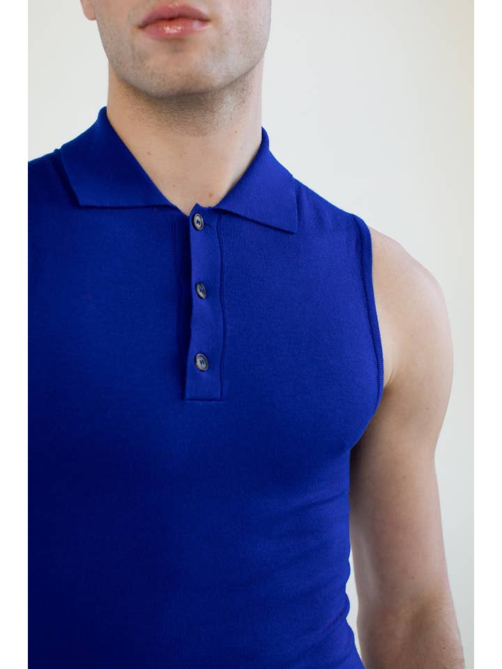 Blue Polo Knit Tank for wholesale on Faire1