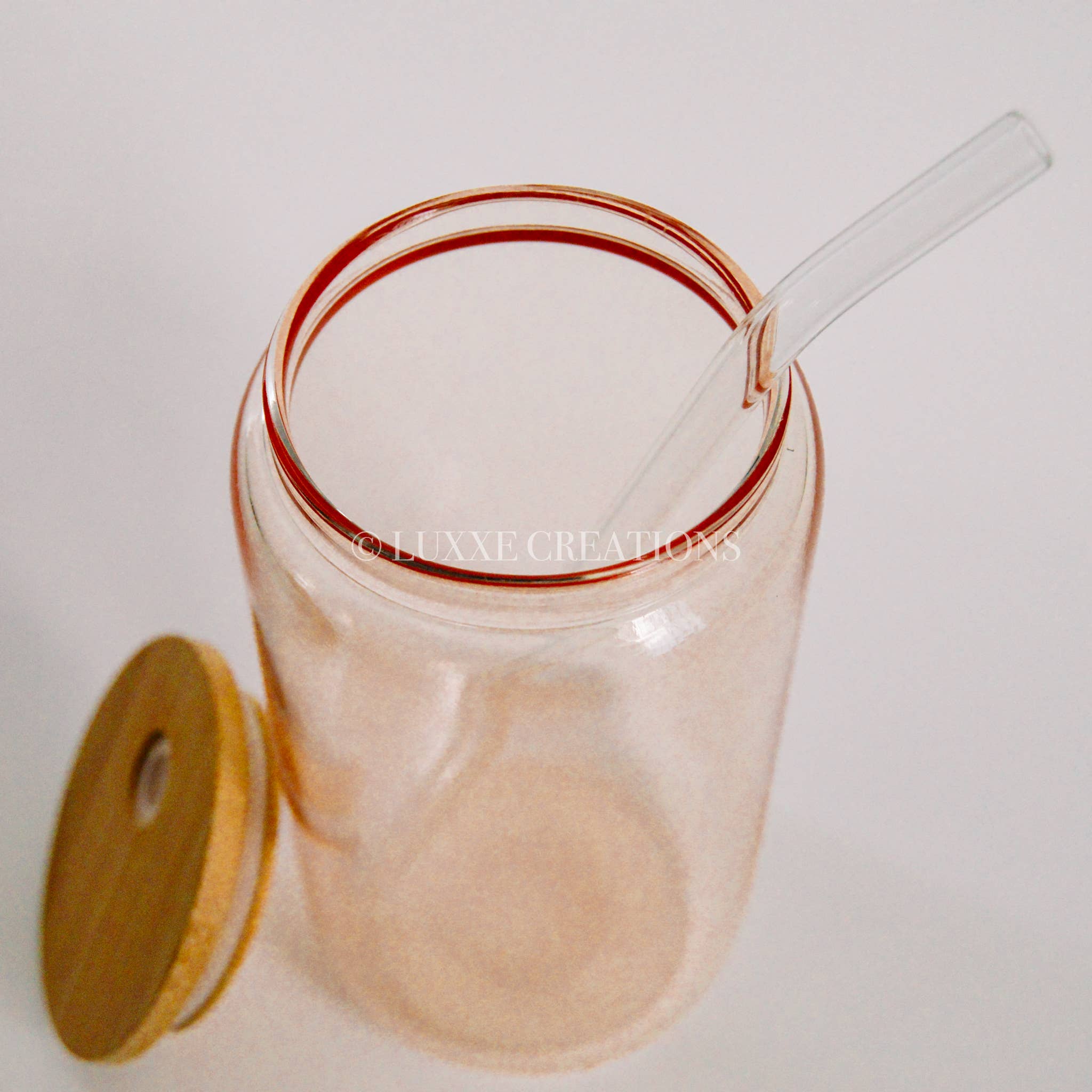 Luxxe Creations Collection - Wholesale Drinking Glass/Cup - Glass Can16oz Pink Sublimation Tumbler2