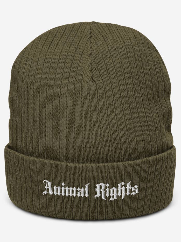 Gorro de malha com nervuras reciclado Animal Rights por atacado de Plant Babes