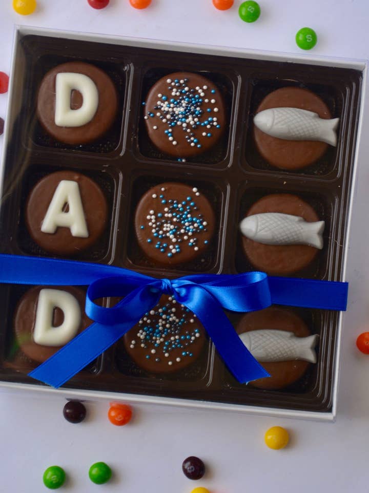 Father Day Chocolate Covered Oreo Cookies Box (Fishing) for wholesale by Chocolates Unlimited by Denise