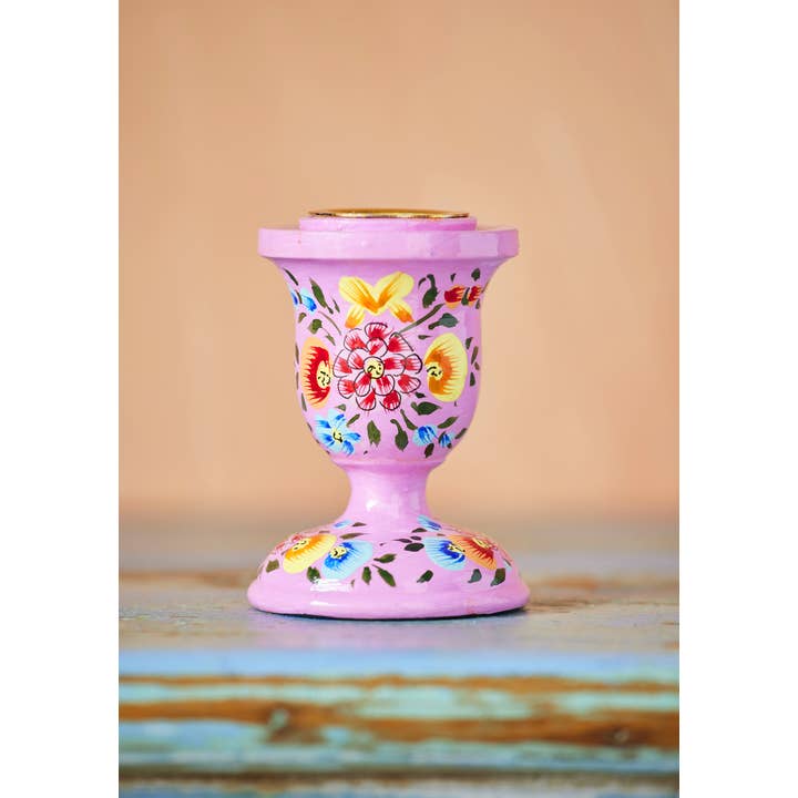 Namaste - Wholesale Candle Holder - Hand Painted Kashmiri Candlestick