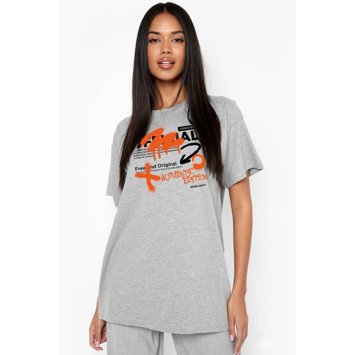 Nobrand - Wholesale Screen Printed T-Shirt - Women's - LETTER GRAPHIC WOMEN TEE1