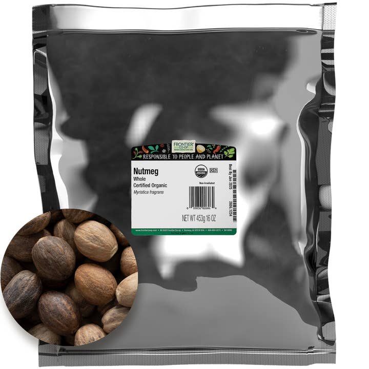 Frontier Co-op - Wholesale Dried Spice - Organic Whole Nutmeg, Pairs With Cinnamon & Cloves, 1 lb1