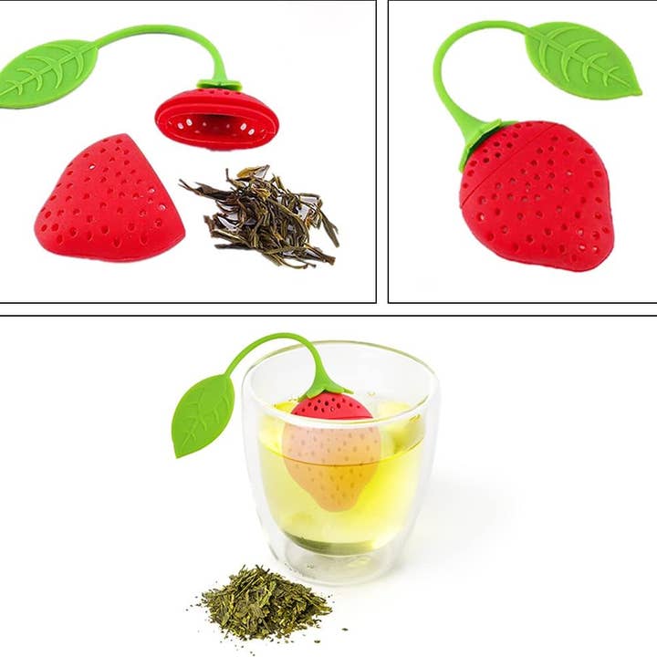 Set di Infusori per Tè Sfuso a Forma di Fragola in Silicone per la vendita all'ingrosso da parte di Magnifique Hearts