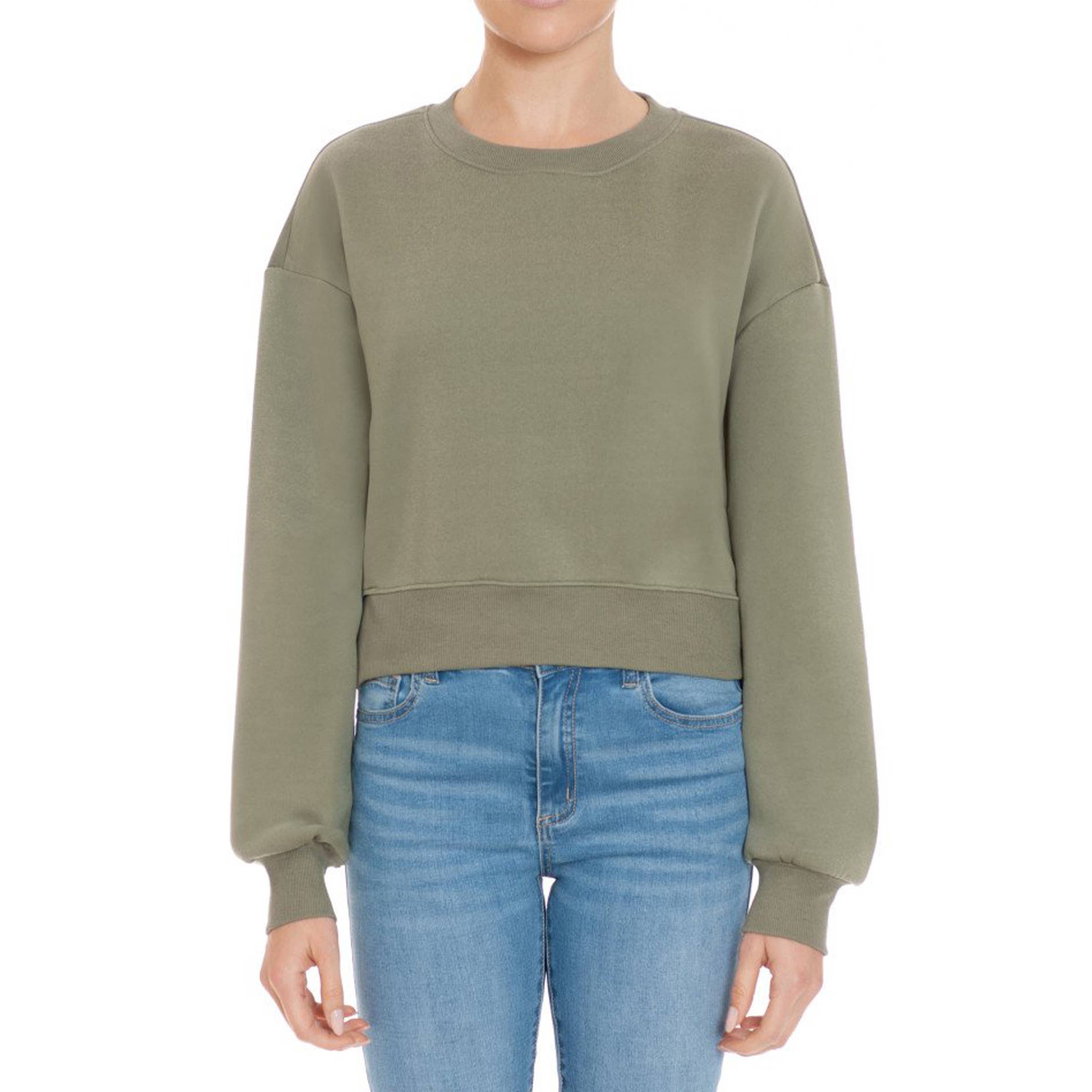 UP CLOTHING - Wholesale Sweatshirt - Women's - FLEECE ROUND NECK LONG SLEEVE CROPPED PULLOVER9