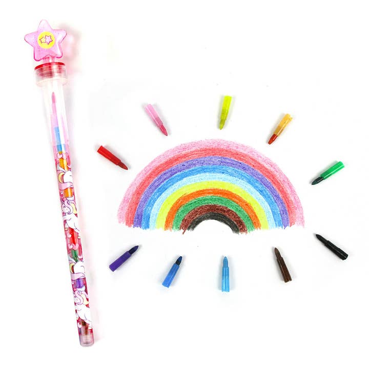 Tiny Mills – Großhandel Buntstift – Kind & Baby – Einhorn Rainbow Stapelbarer Buntstift mit Stamper Topper5