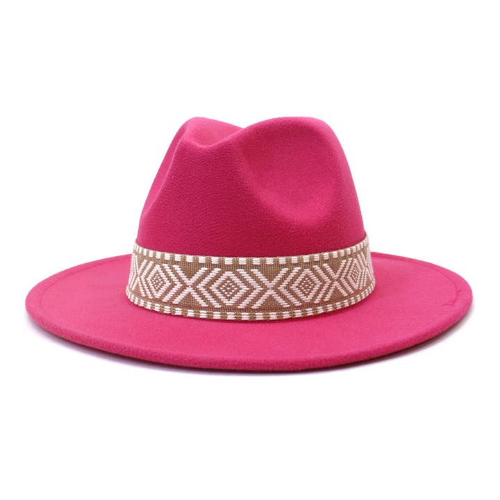 Suzie Q USA - Wholesale Fedora - Women's - Aztec Belt Retro Flat Fedora Hat11