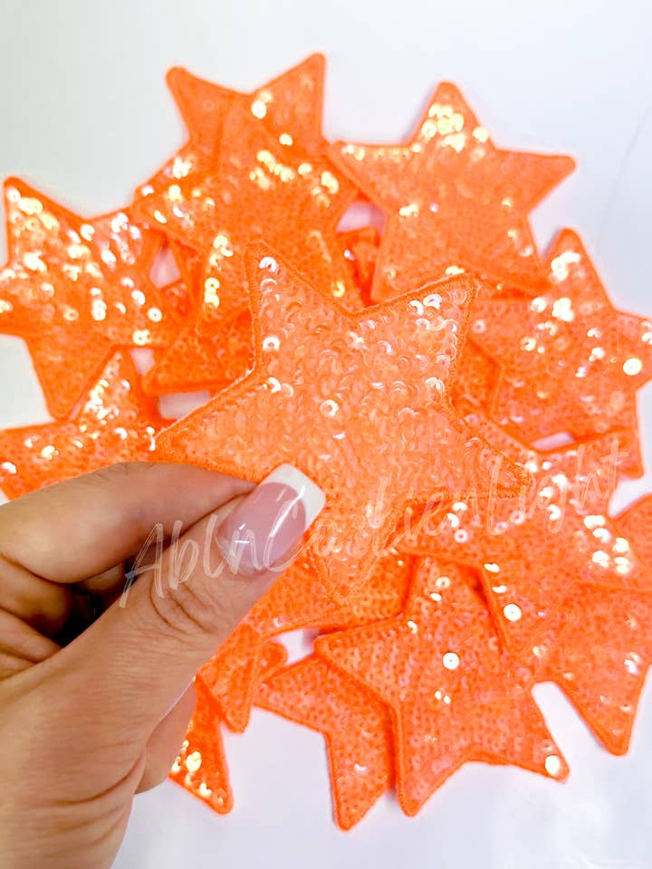trucker hat patches small orange star sequins patch iron on for wholesale by ABLNco