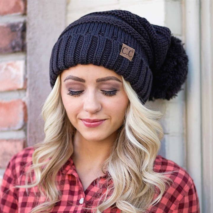 Truly Contagious - Wholesale Beanie - Women's - CC Slouchy Yarn Pom Beanie ( HAT-100POM )
