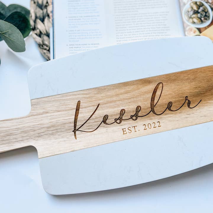 Simply Adoorable Designs – wholesale Cutting board – Large Marble Personalized Charcuterie Board