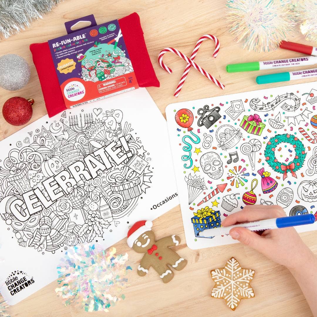 Little Change Creators - Wholesale Colouring and activity book – kids and baby - CELEBRATE! Reusable Colouring Activity Set | Christmas Gift2