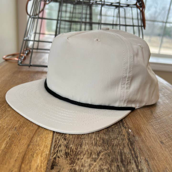 Vibes Hat Company - Wholesale Flat Brim Cap - Unisex - Vibes Retro Rope Hat- Khaki | Hat Bar | Blank Caps