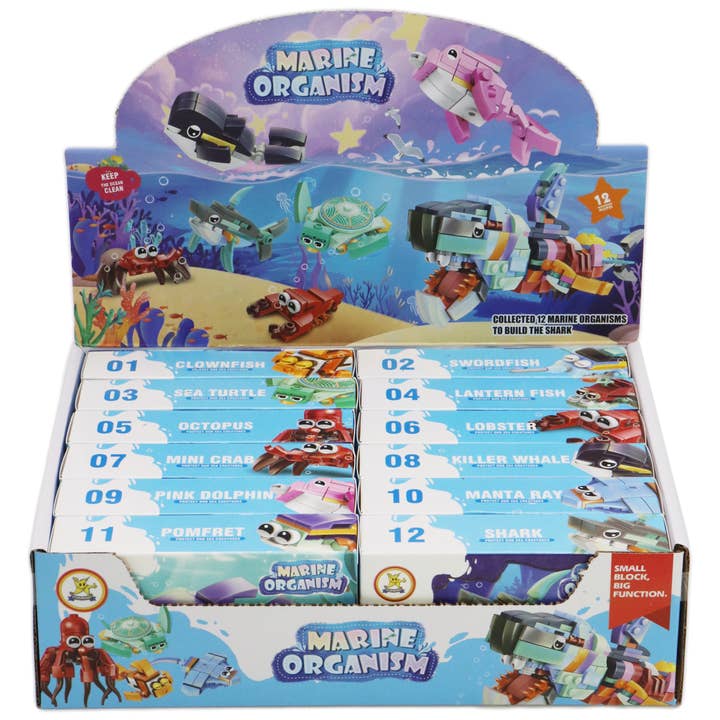 Cap Zone - Venta al por mayor Juegos de construcción - Niños - Kit de manualidades de mini bloques de construcción de organismos marinos - 12 piezas2