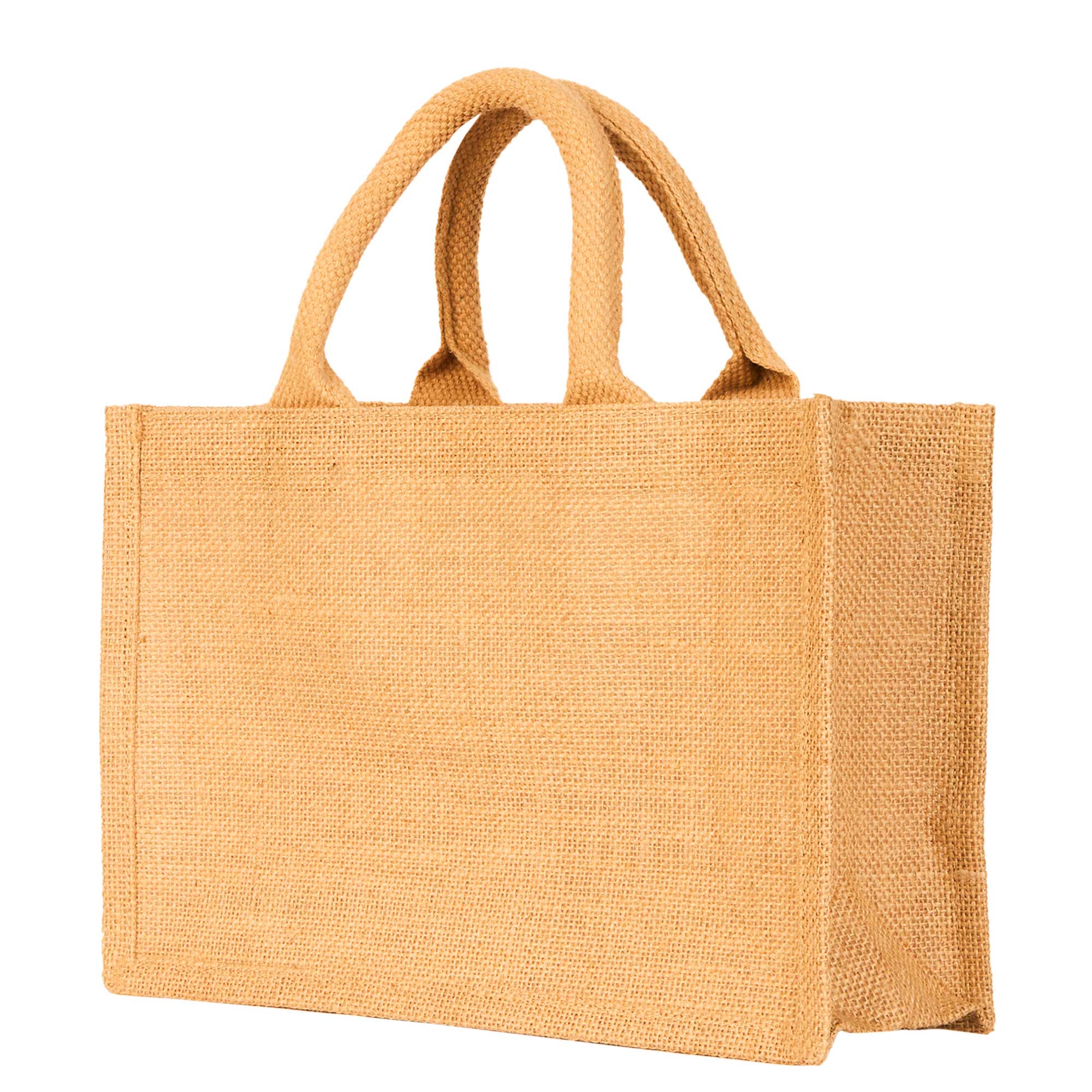 ecojutebags – Großhandel Lebensmittel-/Einkaufstasche – 12er-Pack Jute-Einkaufstaschen 20 cm H x 30 cm L x 10 cm B Wiederverwendbare Taschen4