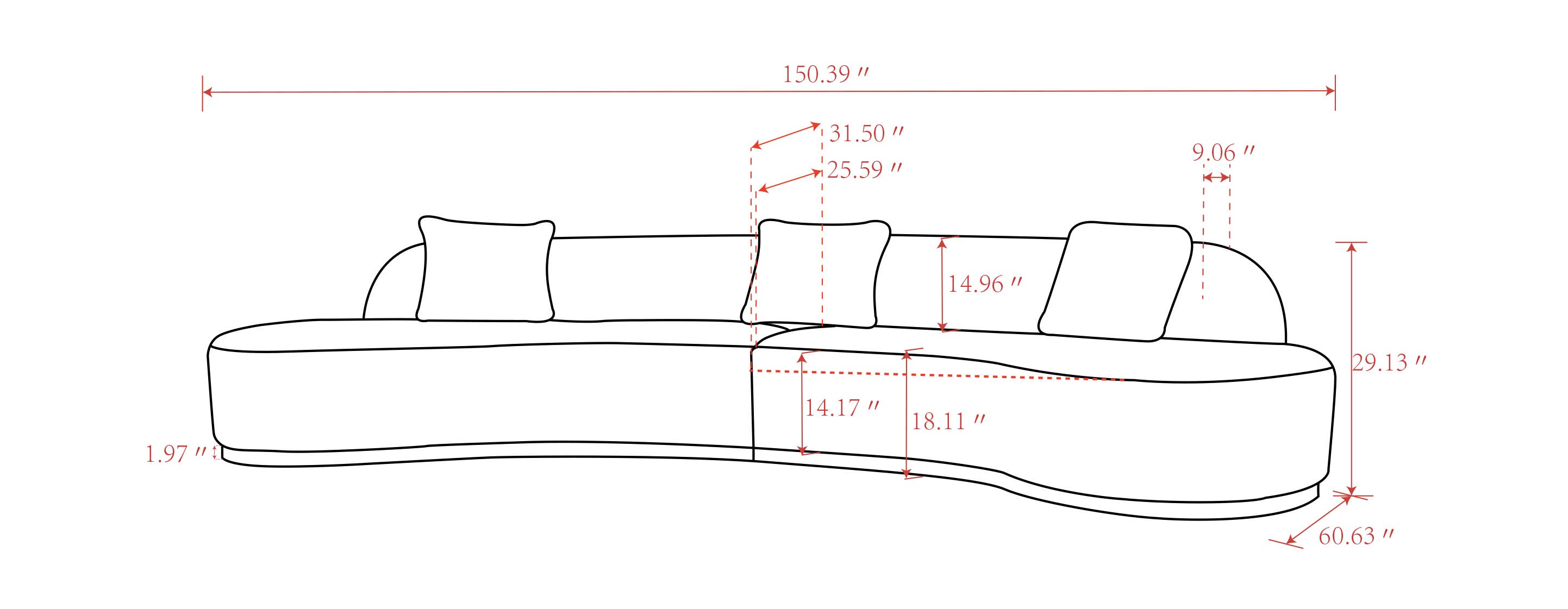 Pasargad Home - Wholesale Sofa - Pasargad Home Simona Curved Sofa7