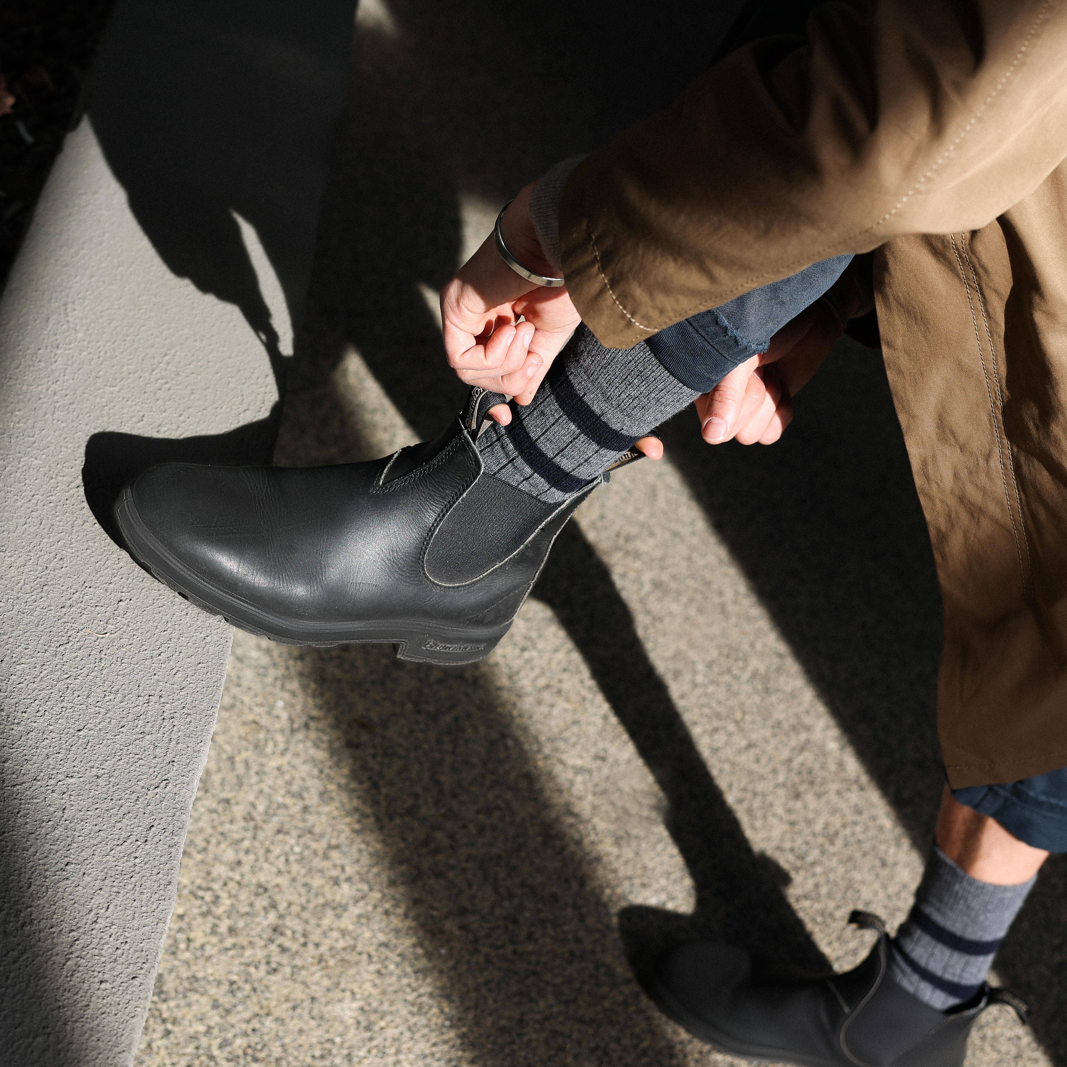 KLUE - Wholesale Socks - Men's - KLUE Merino Wool socks with stripes | Grey and black2