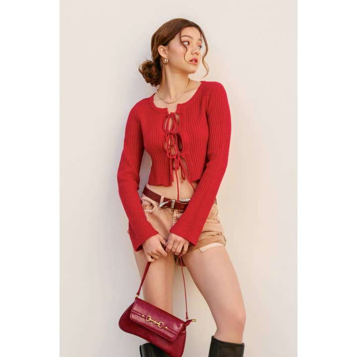 Anywhere Front Tie Sweater (1) for wholesale by Dress Forum