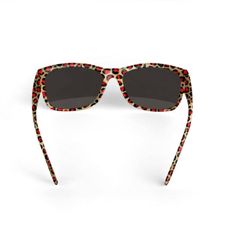 Sorbey - Vente Lunettes de soleil – femme - Lunettes de soleil à imprimé animal rouge et doré2
