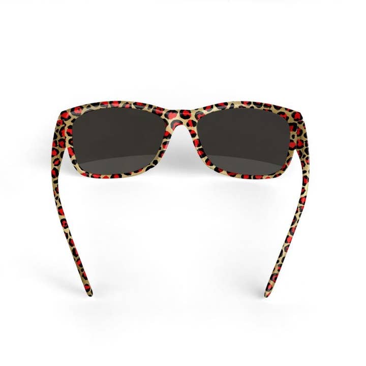 Sorbey - Vente Lunettes de soleil – femme - Lunettes de soleil à imprimé animal rouge et doré2