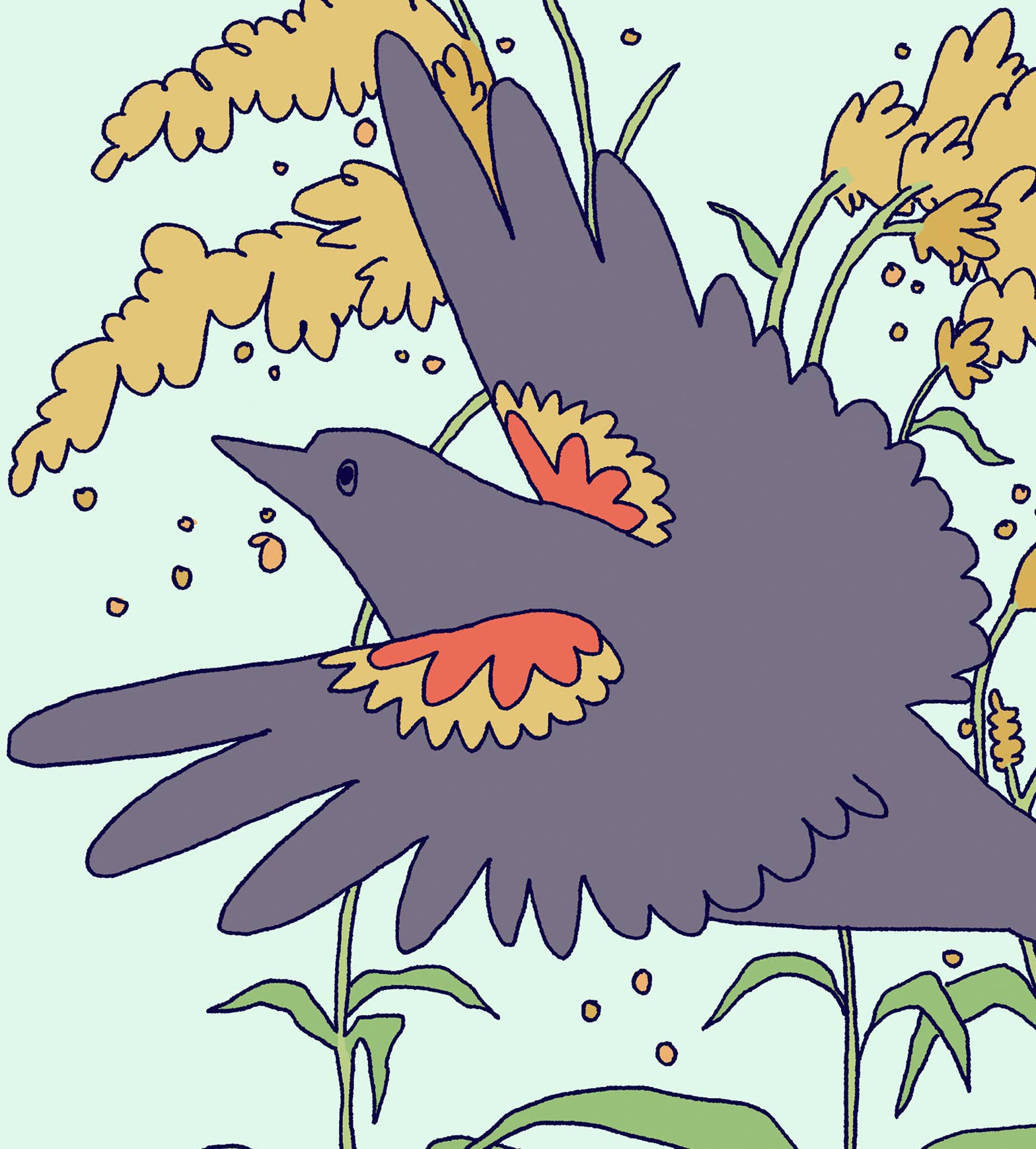 Lydia Tonkonow Art and Design LLC - Wholesale Art Print - Red-Winged Blackbird and Goldenrod - 8x10" Print1