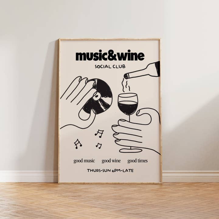 Lune Club - Wholesale Art Print - Music & Wine Social Club Print2