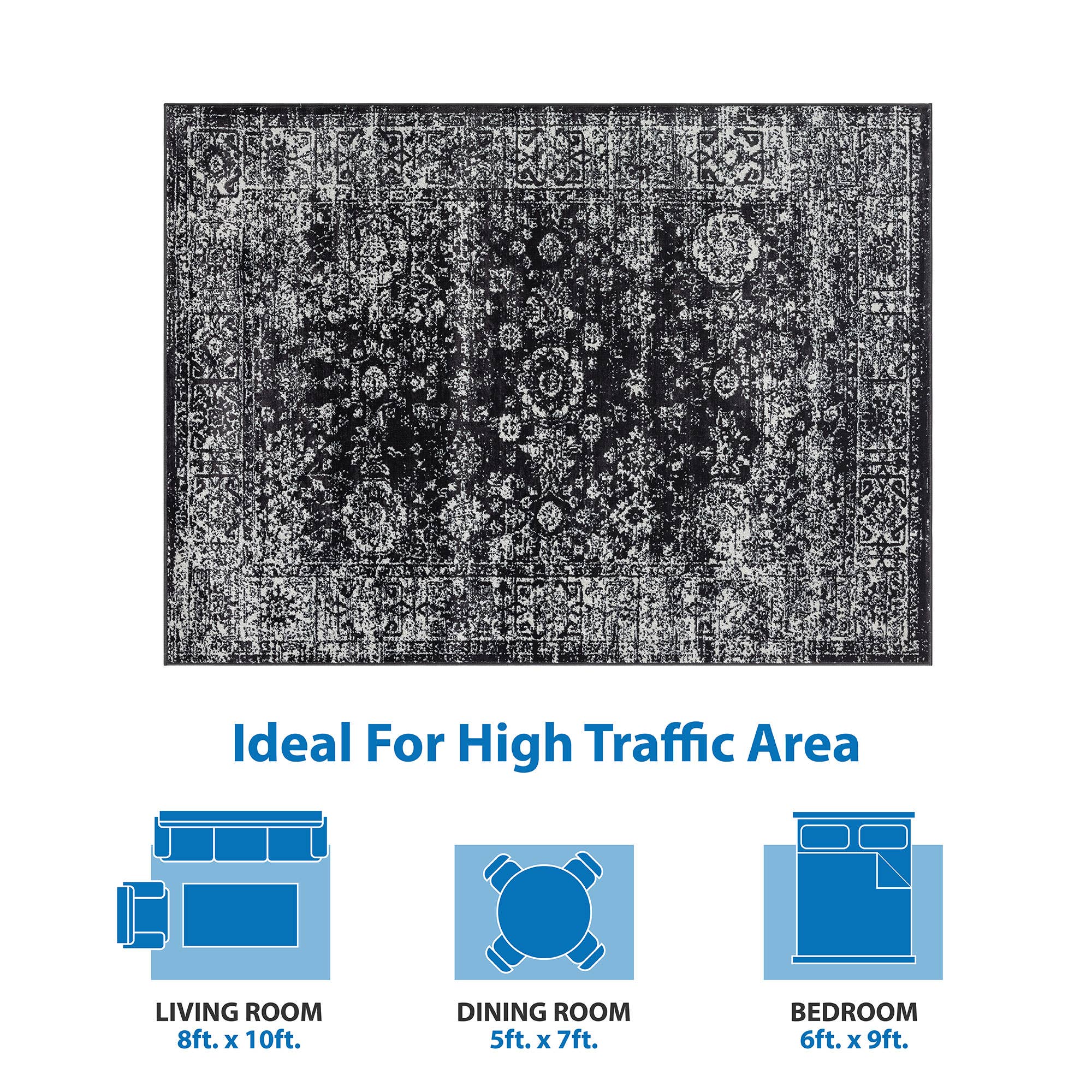 Olliix - Wholesale Area Rug - Distressed Vintage Persian Woven Area Rug/Runner, Black11