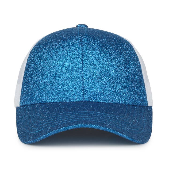 Outdoor Cap Youth Glitter Trucker Hat, Sapphire Blue/White for wholesale by Outdoor Cap